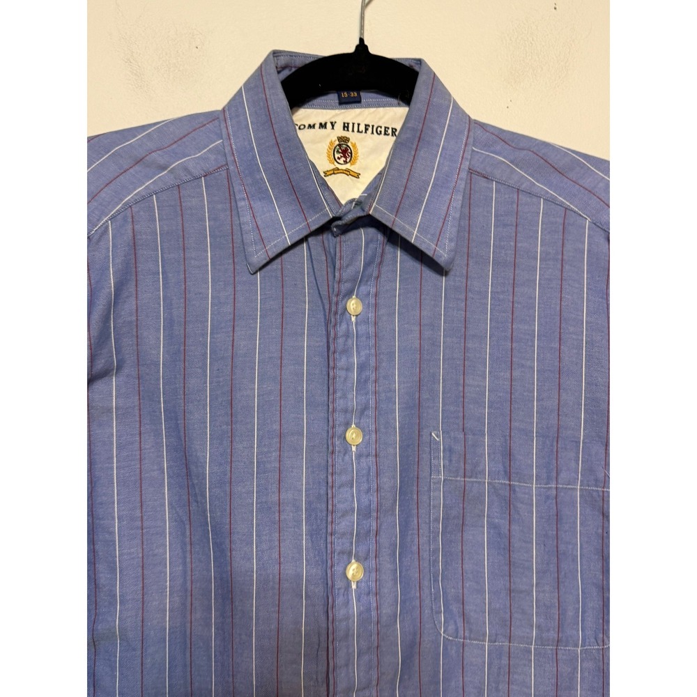 Tommy Hilfiger Old Money Button Down Shirt Mens Size 15-33 Vintage Pinstripe - Picture 3 of 7